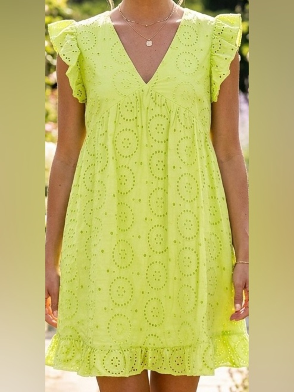 NWOT  HYFVE Vibrant Green Eyelet Mini Dress